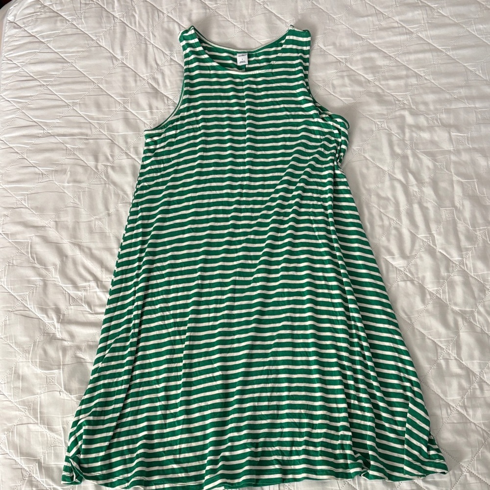 Old Navy Green and White Striped Dress